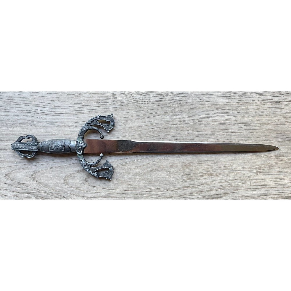 Vintage Toledo Spain Miniature Sword Rapier Dagger 10" Ornate Letter Opener